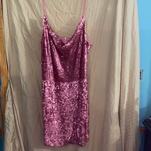 Sequin Pink Midi Dress